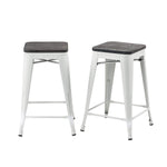 Buschman Set of 2 Matte White Wooden Seat 24 Inch Counter