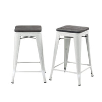 Buschman Set of 2 Matte White Wooden Seat 24 Inch Counter